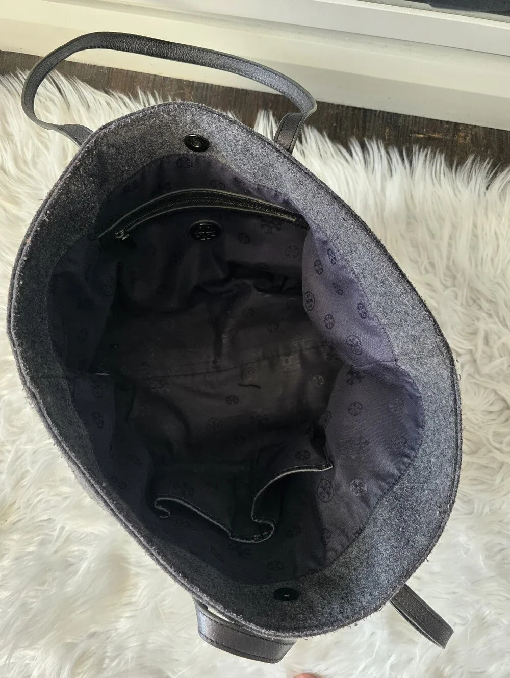 Tory Burch Emma Wool/Leather Tote